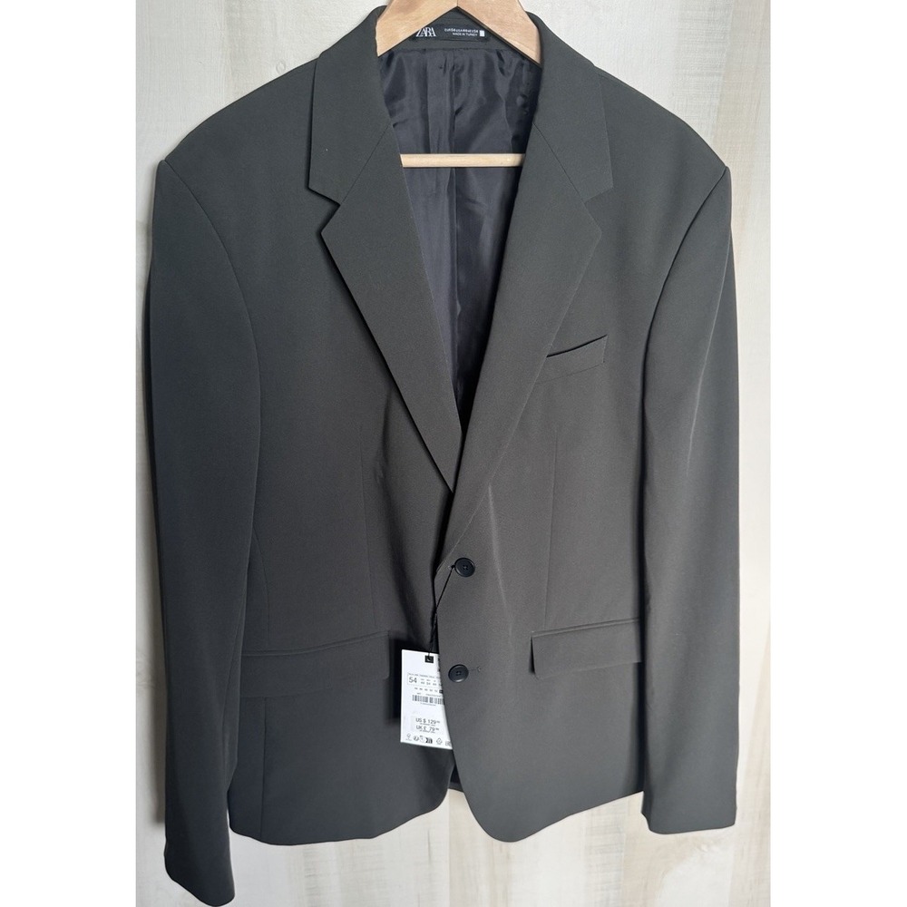 NEW Zara Blazer Sports Coat Jacket Lined Mens Size 44 Charcoal Gray - Picture 2 of 16